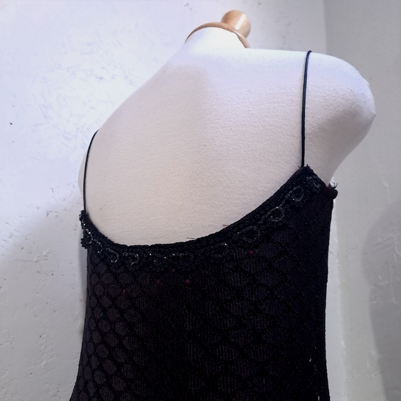 JS collections | Black and red lace trim spaghetti strap long evening go… - Picture 7 of 11